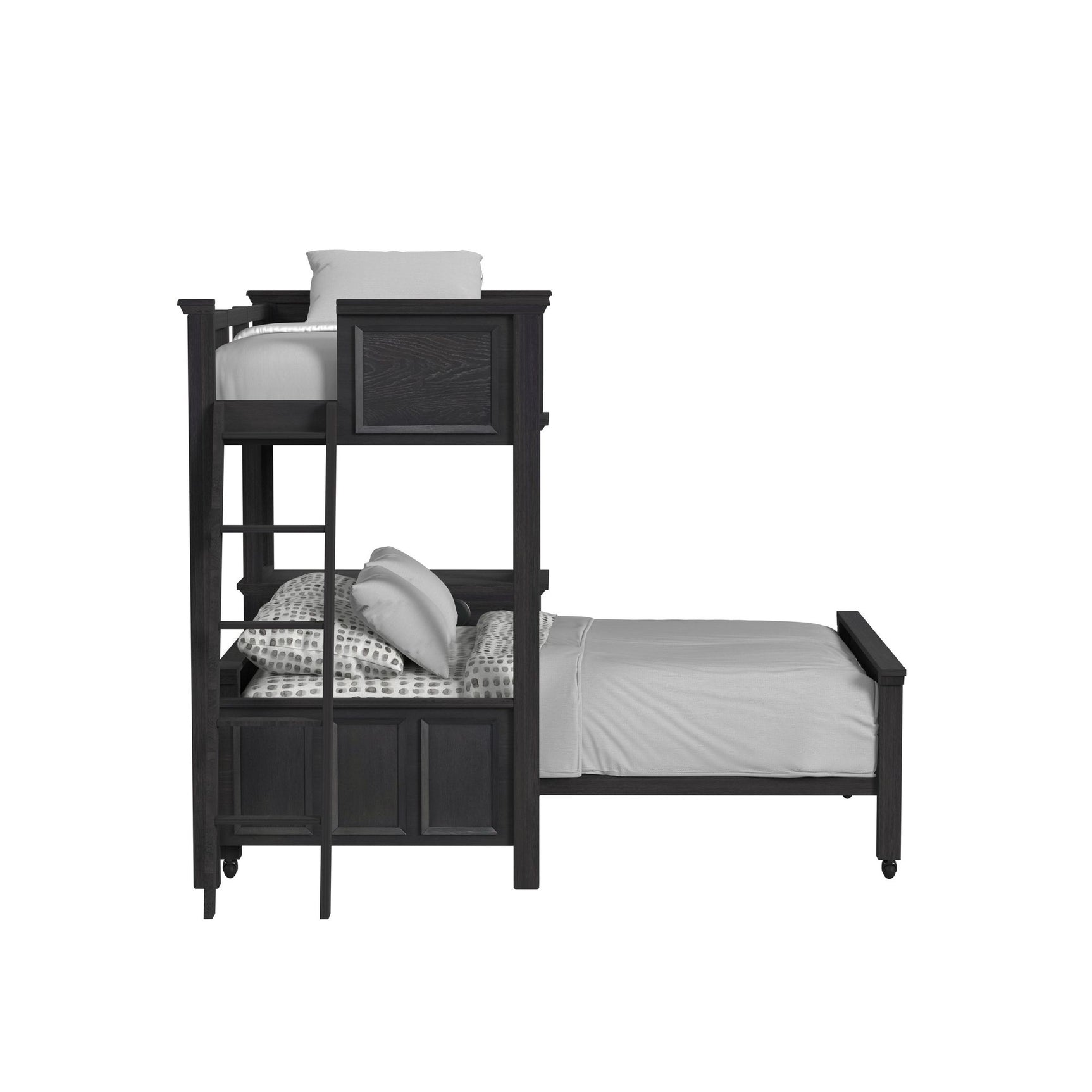 Hampton Kids Twin Over Full Loft with Ladder and Desk with Speaker in Charcoal - Tampa Furniture Outlet