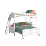 Hampton Kids Twin Over Full Loft with Ladder and Desk with Speaker in White - Tampa Furniture Outlet