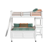 Hampton Kids Twin Over Full Loft with Ladder and Desk with Speaker in White - Tampa Furniture Outlet