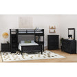 Hampton Kids Twin Over Full Loft with Staircase and Desk with Speaker in Charcoal – SKU Y-15760-8-L4 | Elements