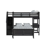Hampton Kids Twin Over Full Loft with Staircase and Desk with Speaker in Charcoal - Tampa Furniture Outlet