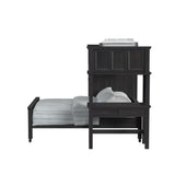Hampton Kids Twin Over Full Loft with Staircase and Desk with Speaker in Charcoal - Tampa Furniture Outlet