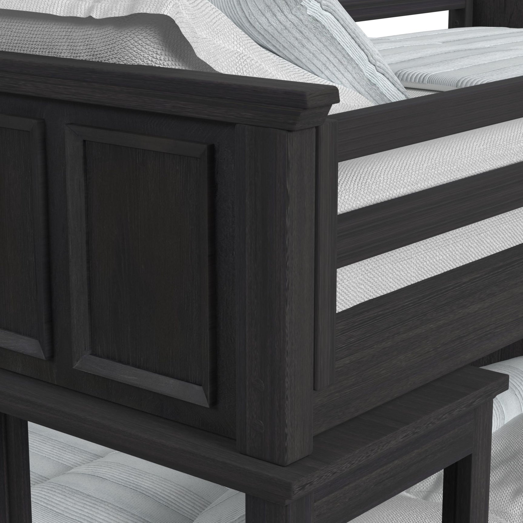 Hampton Kids Twin Over Full Loft with Staircase and Desk with Speaker in Charcoal - Tampa Furniture Outlet