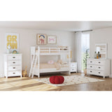Hampton Kids Twin Over Twin Bunk with Ladder in White – SKU Y-15760-7-B1 | Elements