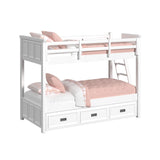 Hampton Kids Twin Over Twin Bunk with Ladder and Trundle in White - Tampa Furniture Outlet