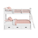 Hampton Kids Twin Over Twin Bunk with Ladder and Trundle in White - Tampa Furniture Outlet