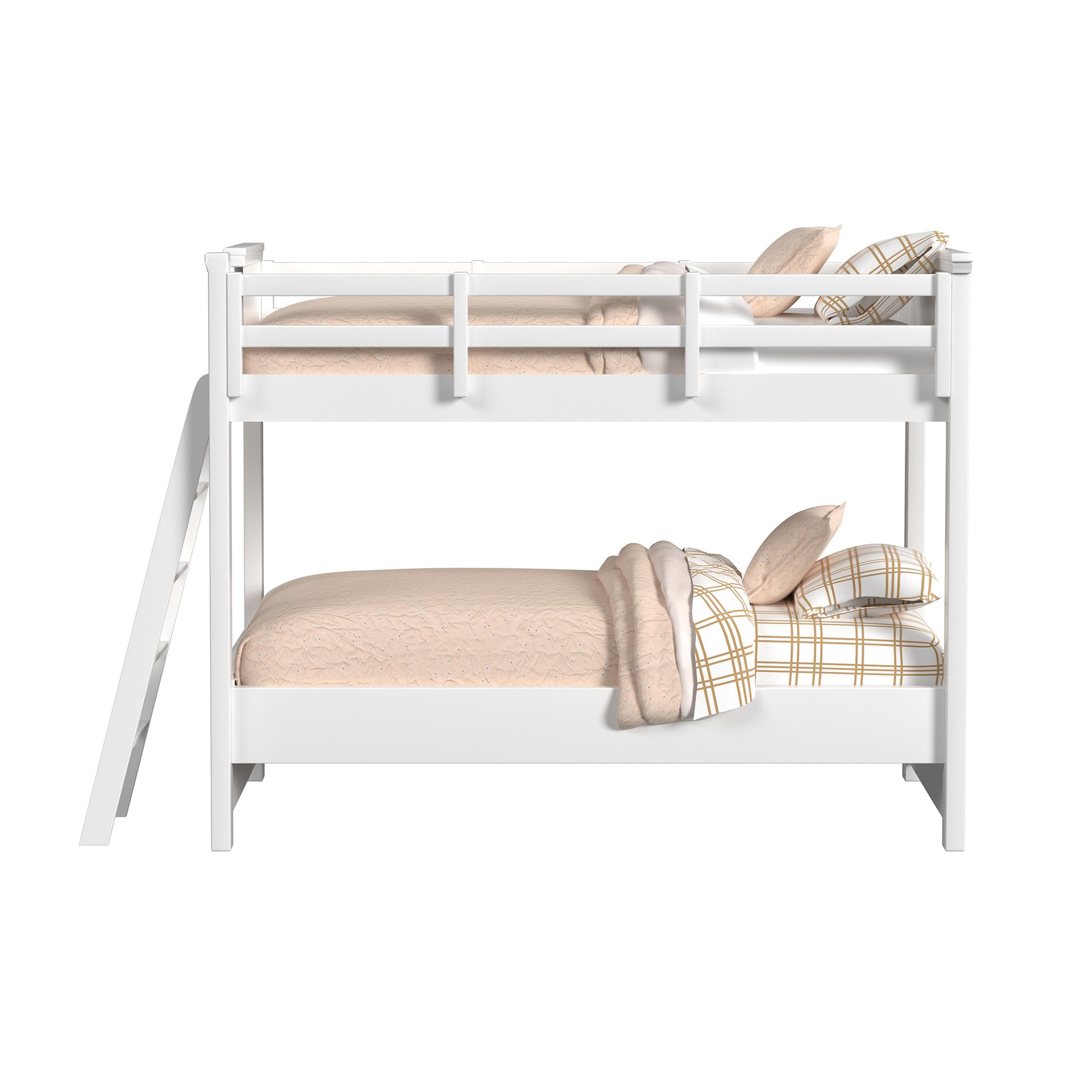 Hampton Kids Twin Over Twin Bunk with Ladder in White - Tampa Furniture Outlet