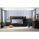 Hampton Kids Twin Over Twin Bunk with Staircase and Trundle in Charcoal – SKU Y-15760-8-B3 | Elements