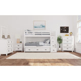 Hampton Kids Twin Over Twin Bunk with Staircase and Trundle in White – SKU Y-15760-7-B3 | Elements