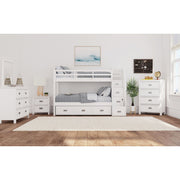 Hampton Kids Twin Over Twin Bunk with Staircase and Trundle in White – SKU Y-15760-7-B3 | Elements