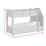 Hampton Kids Twin Over Twin Bunk with Staircase and Trundle in White