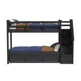 Hampton Kids Twin Over Twin Bunk with Staircase and Trundle in Charcoal - Tampa Furniture Outlet