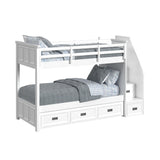 Hampton Kids Twin Over Twin Bunk with Staircase and Trundle in White - Tampa Furniture Outlet