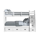 Hampton Kids Twin Over Twin Bunk with Staircase and Trundle in White - Tampa Furniture Outlet