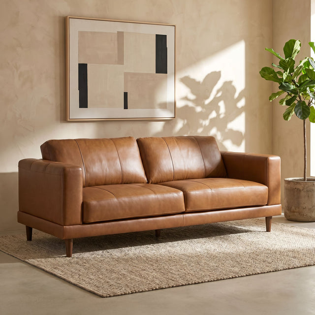Hampton Sofa in Fiero Tan (Top Grain/PVC) – SKU UHT3783300 | Elements