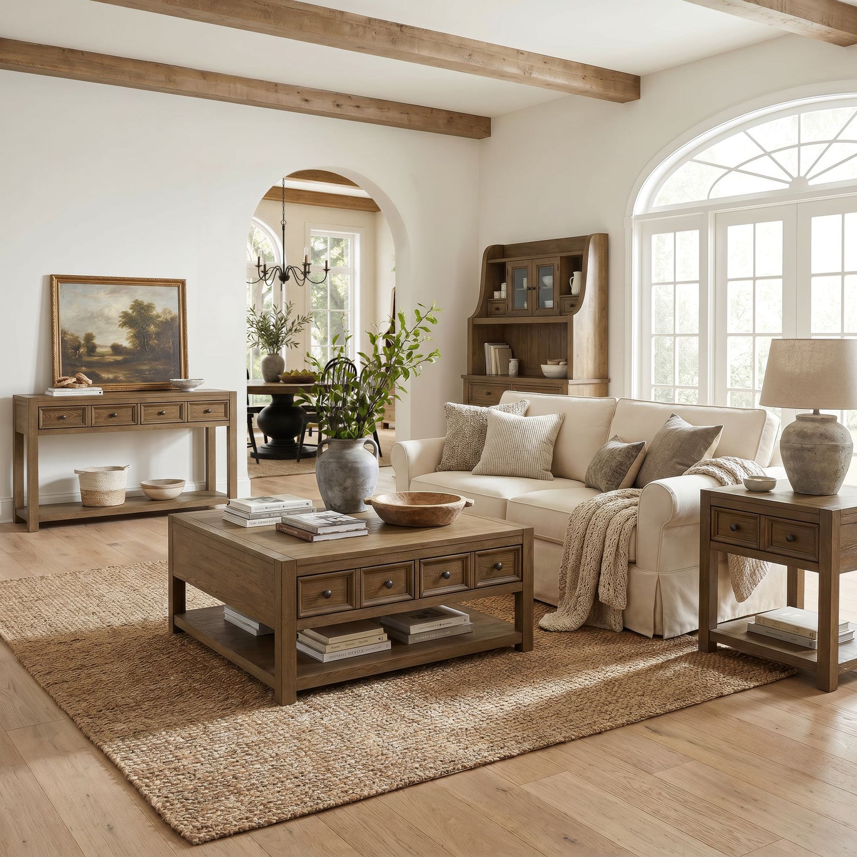 Heritage & Home Square Coffee Table with Casters in Oak Brown – SKU T-20440-5-CT | Elements