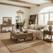 Heritage & Home Square Coffee Table with Casters in Oak Brown – SKU T-20440-5-CT | Elements