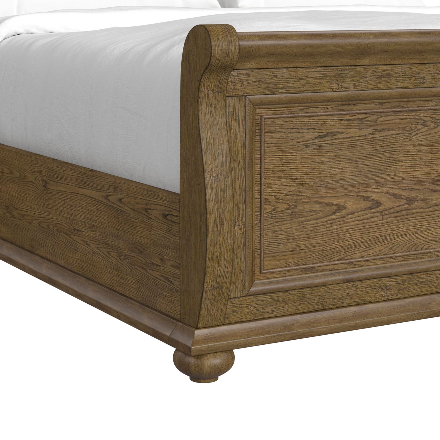 Heritage & Home Queen Sleigh Bed in Oak Brown
