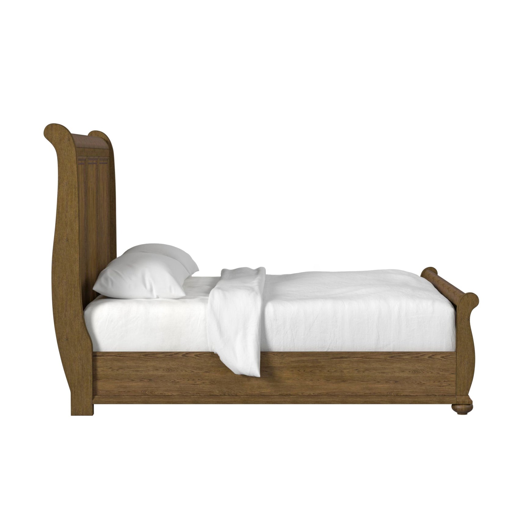 Heritage & Home Queen Sleigh Bed in Oak Brown