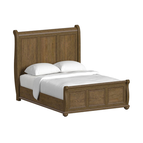 Heritage & Home Queen Sleigh Bed in Oak Brown