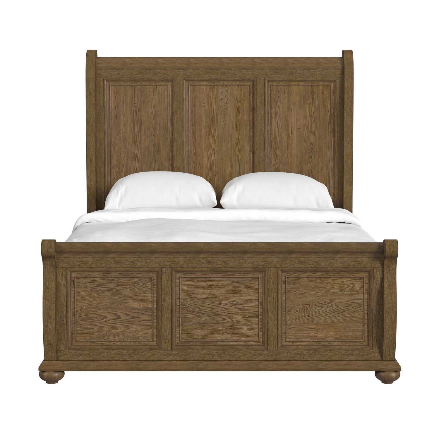 Heritage & Home Queen Sleigh Bed in Oak Brown