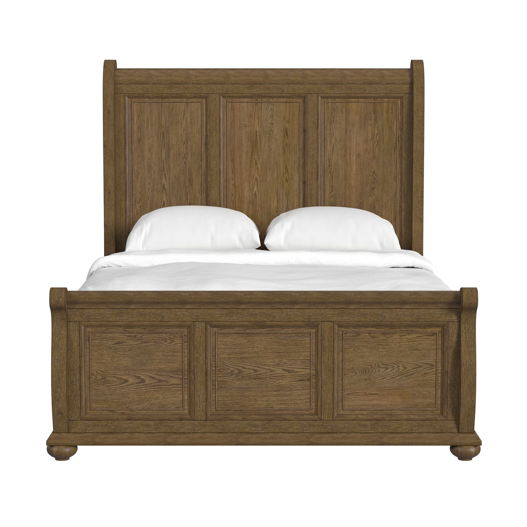 Heritage & Home Queen Sleigh Bed in Oak Brown