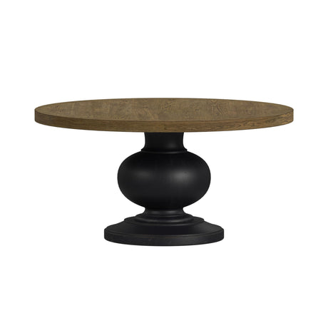 Heritage & Home Round Dining Table in Oak Brown and Black