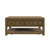 Heritage & Home Square Coffee Table with Casters in Oak Brown