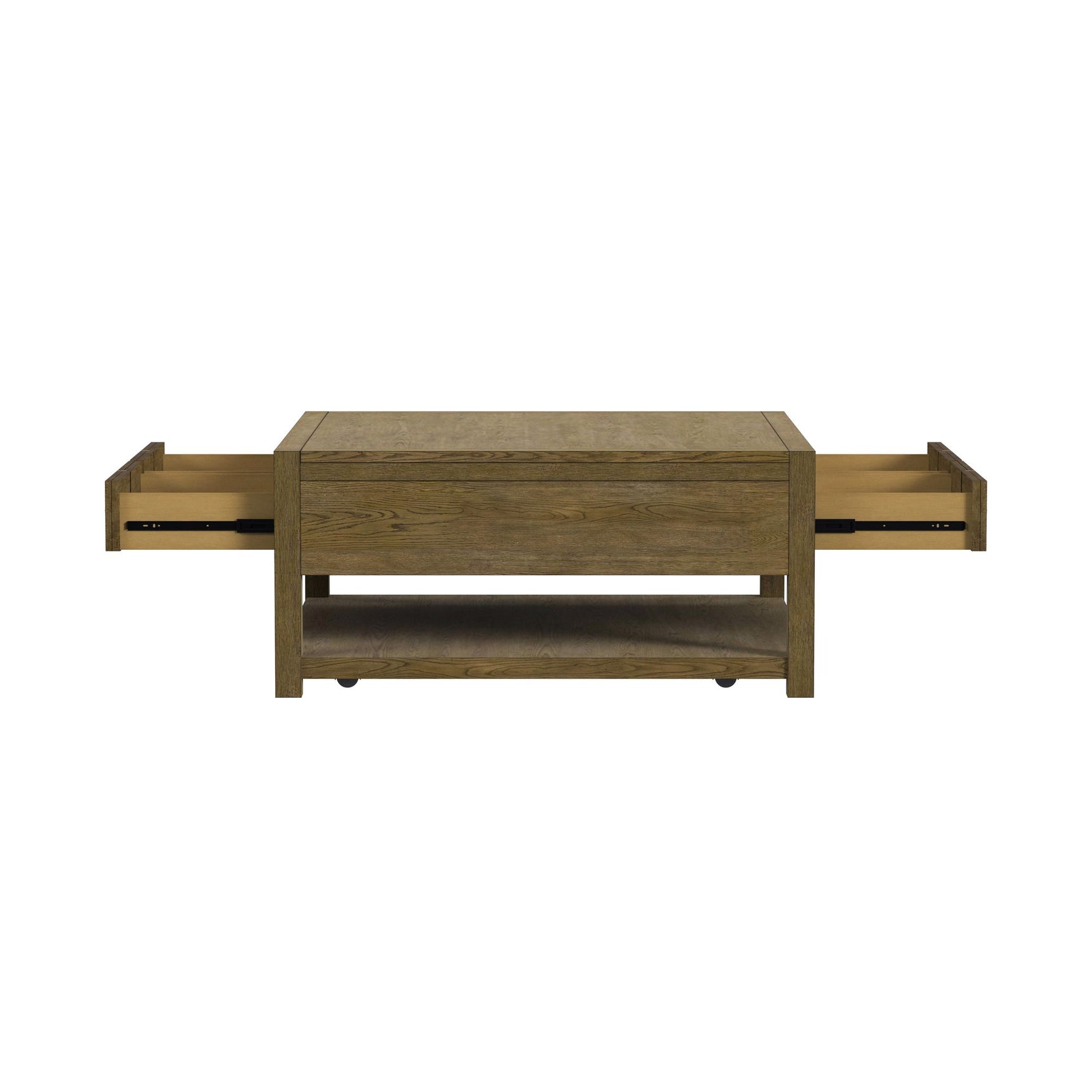 Heritage & Home Square Coffee Table with Casters in Oak Brown