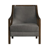 Hopkins Chair w/Brown Arm Columbia Charcoal (ISTA 3)