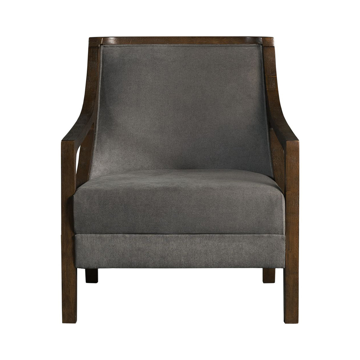 Hopkins Chair w/Brown Arm Columbia Charcoal (ISTA 3)