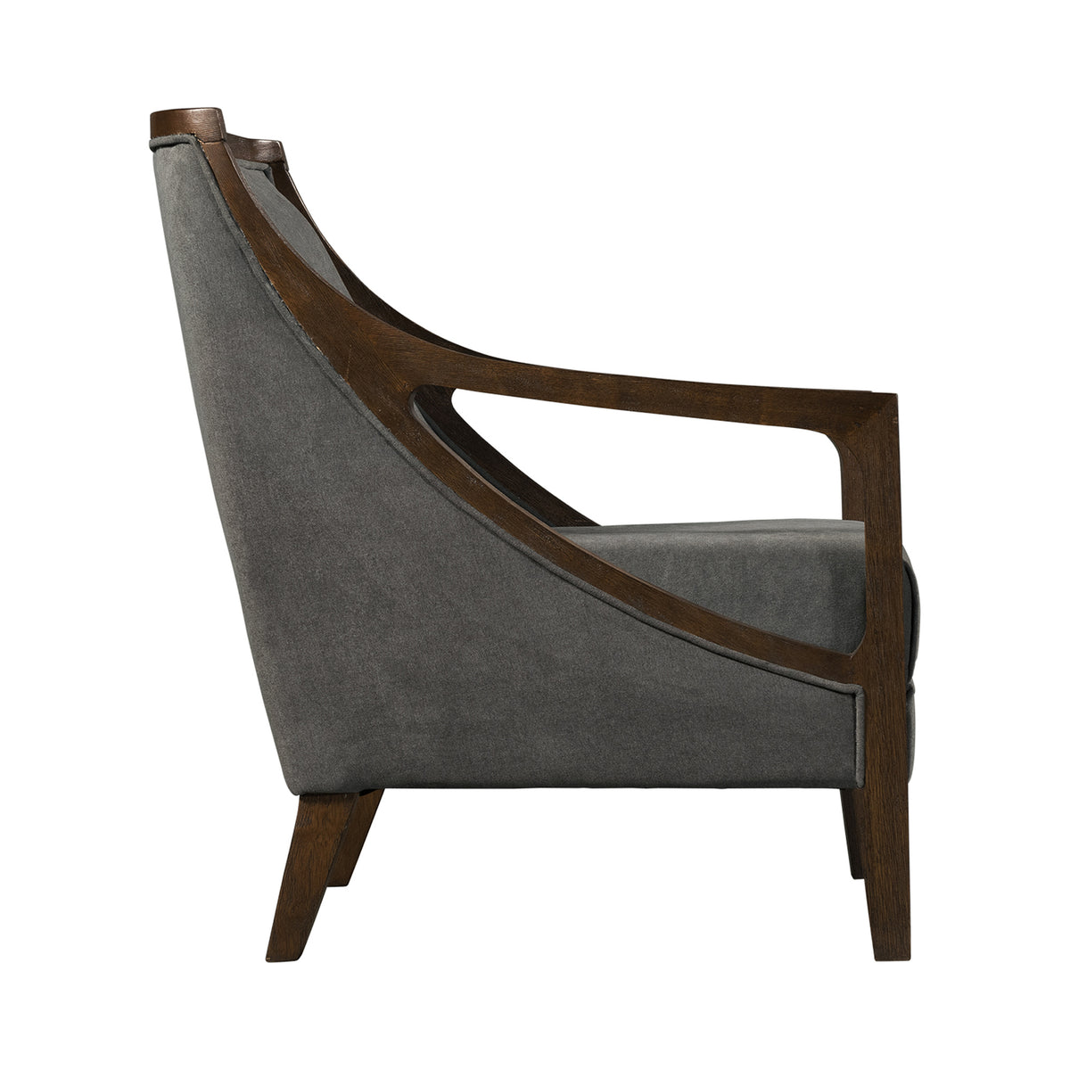 Hopkins Chair w/Brown Arm Columbia Charcoal (ISTA 3)