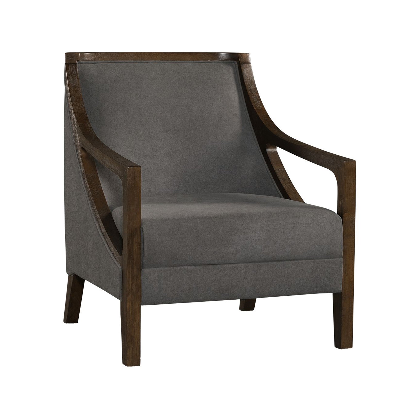 Hopkins Chair w/Brown Arm Columbia Charcoal - Tampa Furniture Outlet