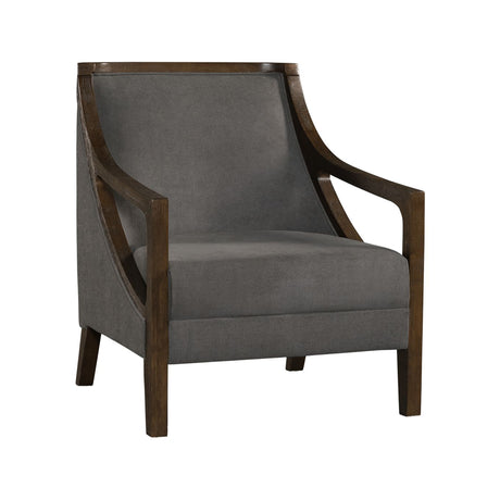 Hopkins Chair w/Brown Arm Columbia Charcoal - Tampa Furniture Outlet