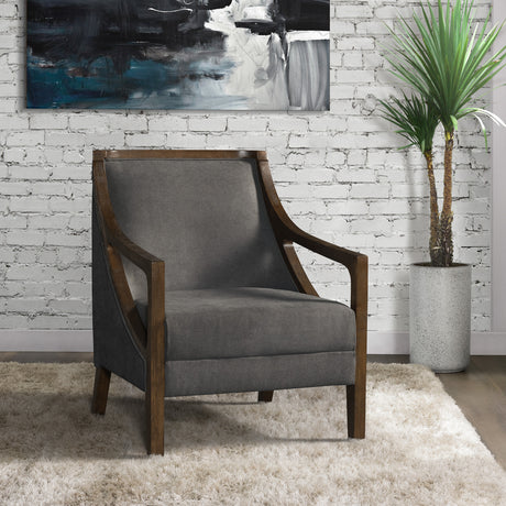 Hopkins Chair w/Brown Arm Columbia Charcoal (ISTA 3) – SKU UHK526101E | Elements