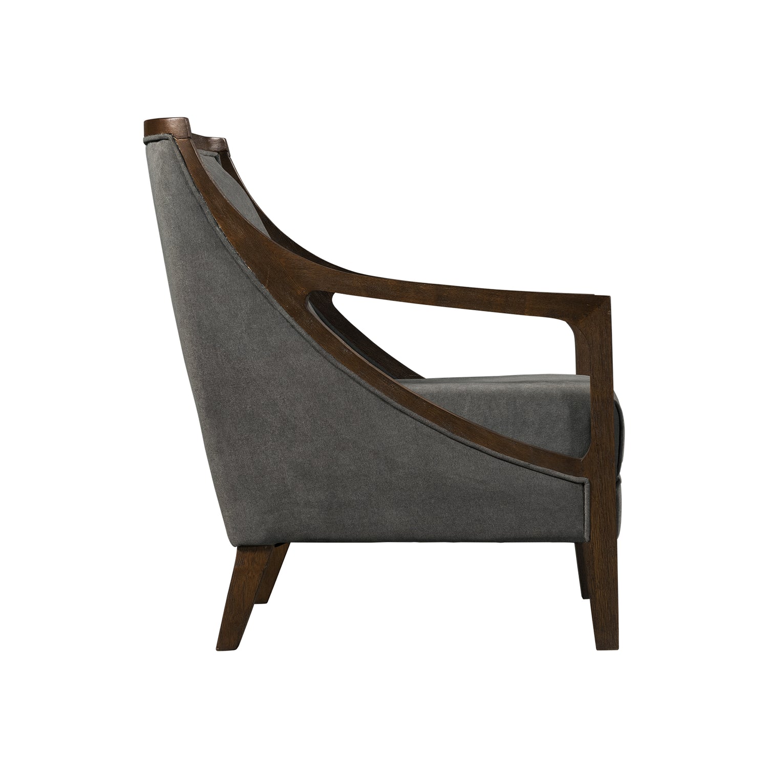 Hopkins Chair w/Brown Arm Columbia Charcoal - Tampa Furniture Outlet