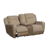 Hornet Motion Glider Loveseat with Console in Rancho Beige - Tampa Furniture Outlet