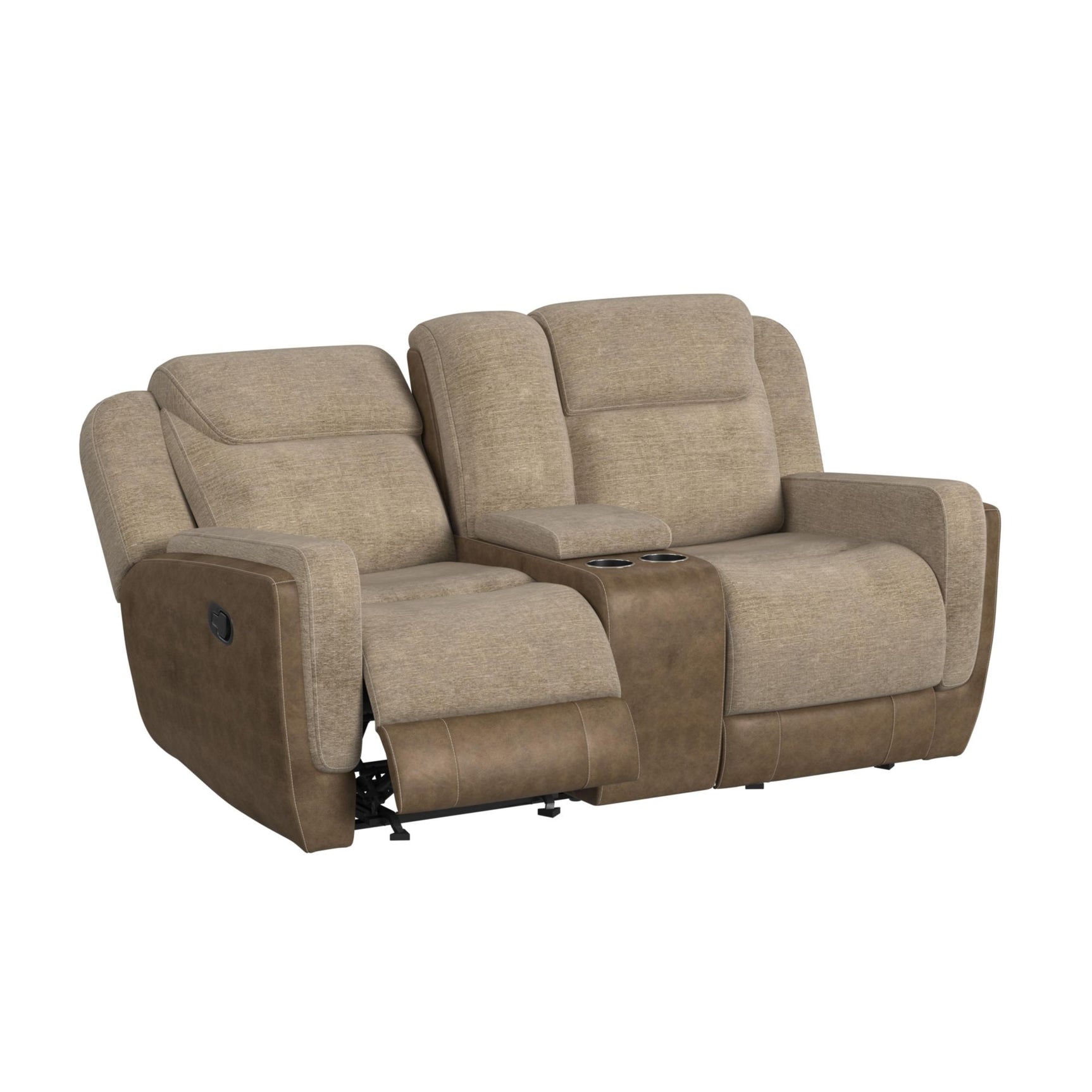 Hornet Motion Glider Loveseat with Console in Rancho Beige - Tampa Furniture Outlet
