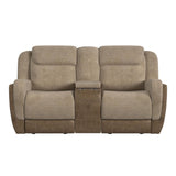 Hornet Motion Glider Loveseat with Console in Rancho Beige - Tampa Furniture Outlet