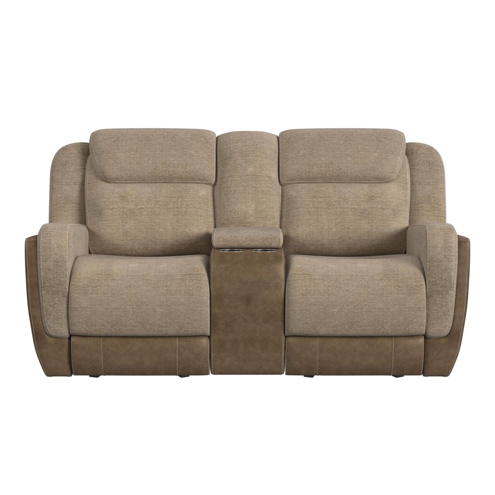 Hornet Motion Glider Loveseat with Console in Rancho Beige - Tampa Furniture Outlet