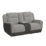 Hornet Motion Glider Loveseat with Console in Rancho Grey - Tampa Furniture Outlet