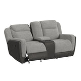 Hornet Motion Glider Loveseat with Console in Rancho Grey - Tampa Furniture Outlet
