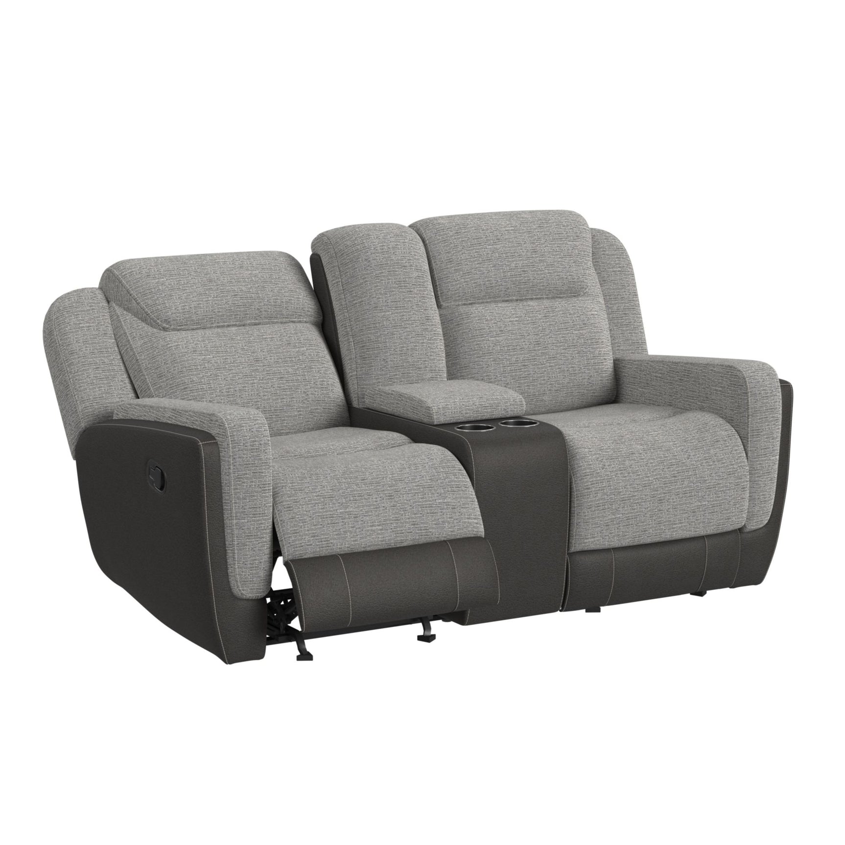 Hornet Motion Glider Loveseat with Console in Rancho Grey - Tampa Furniture Outlet