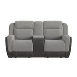 Hornet Motion Glider Loveseat with Console in Rancho Grey - Tampa Furniture Outlet
