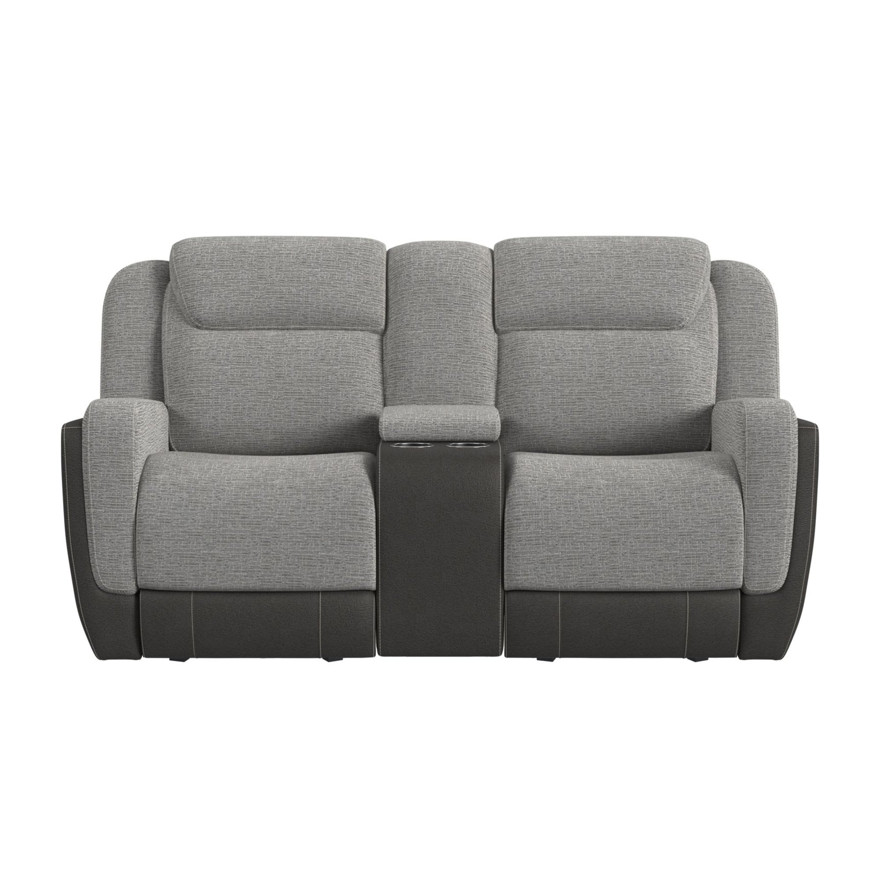 Hornet Motion Glider Loveseat with Console in Rancho Grey - Tampa Furniture Outlet