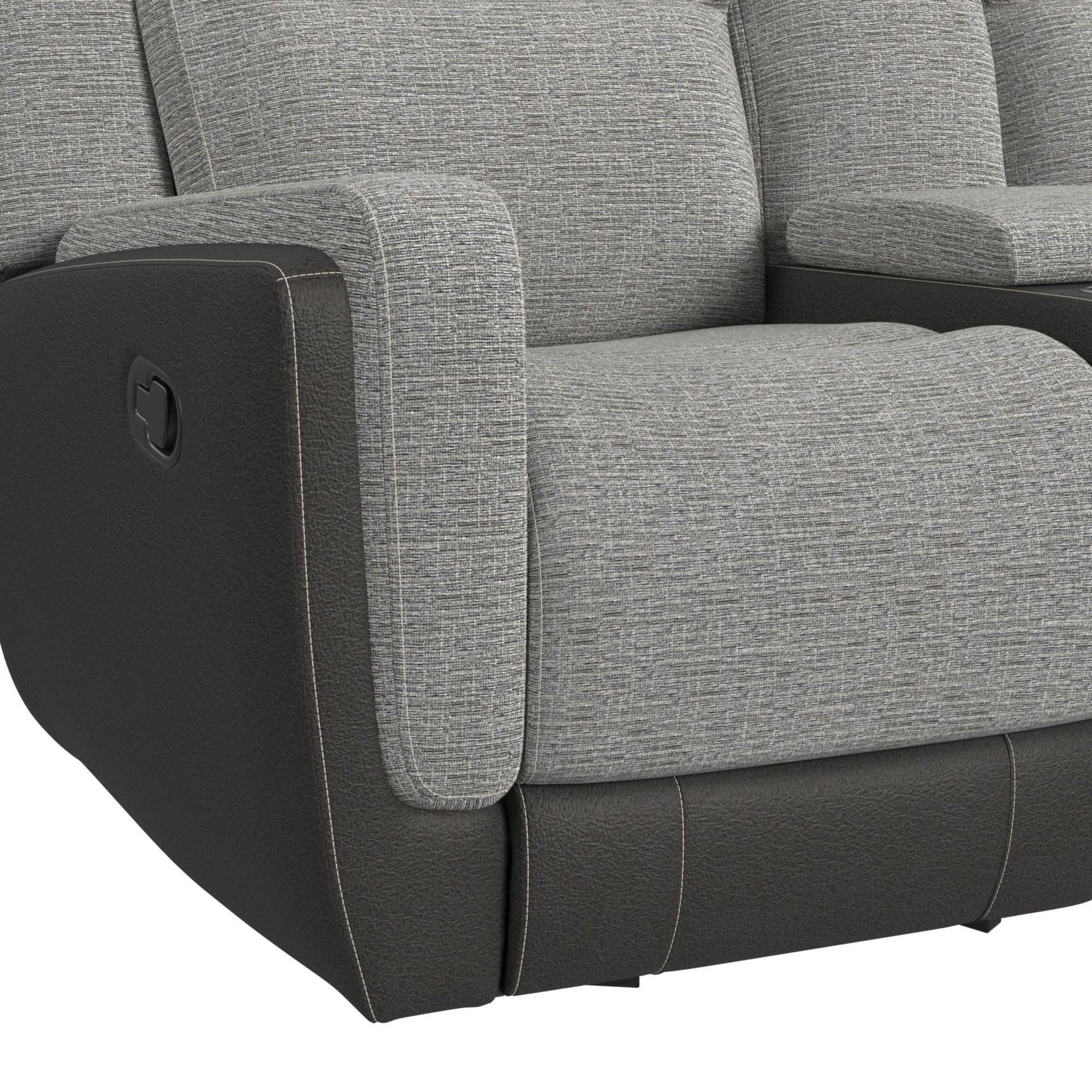 Hornet Motion Glider Loveseat with Console in Rancho Grey - Tampa Furniture Outlet