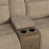 Hornet Motion Glider Loveseat with Console in Rancho Beige - Tampa Furniture Outlet