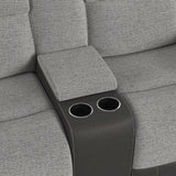 Hornet Motion Glider Loveseat with Console in Rancho Grey - Tampa Furniture Outlet