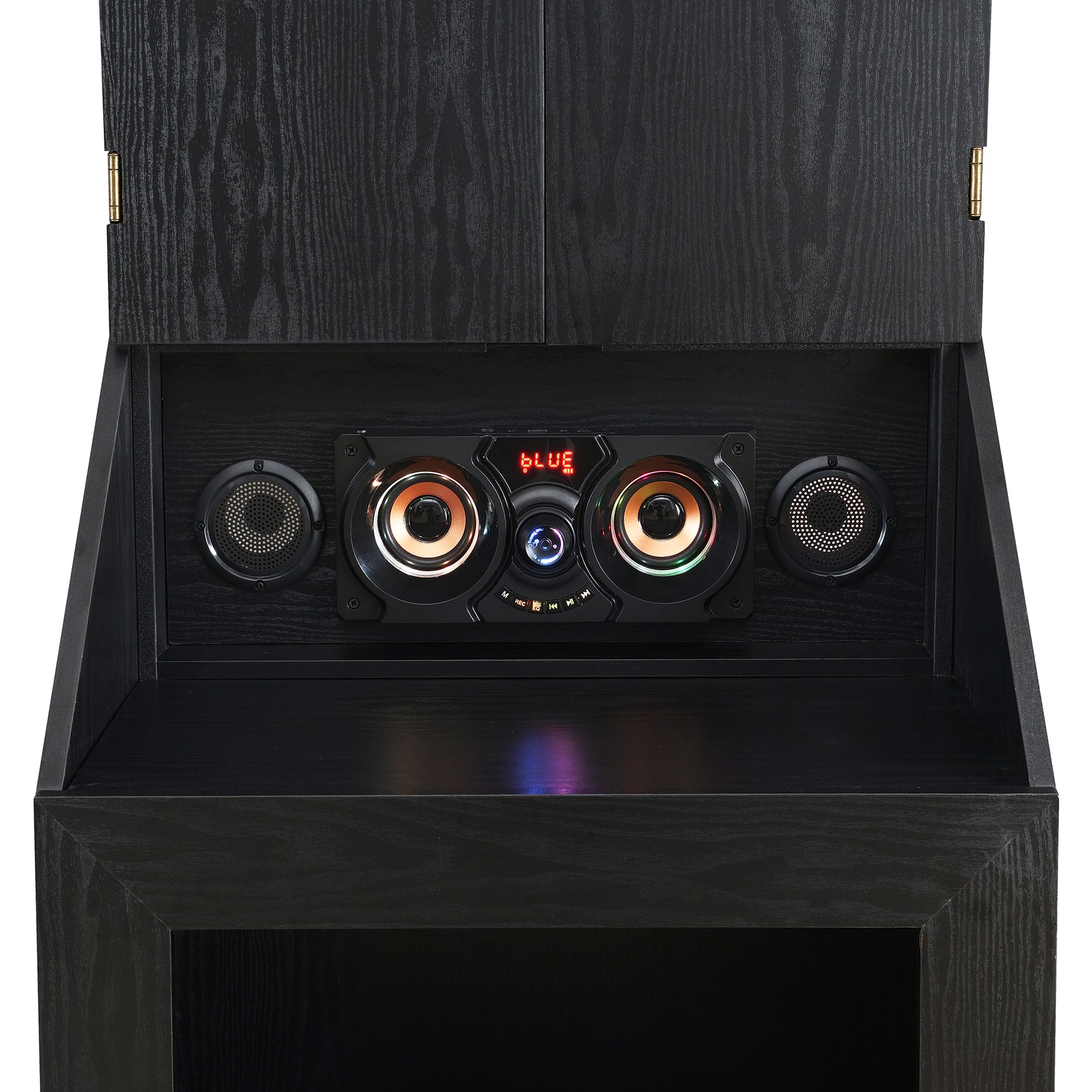 Hurricanes Dartboard Cabinet with Speaker and LED in Black (3A Packing) - Tampa Furniture Outlet