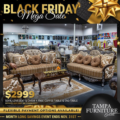 Black Friday Exclusive: Sofa, Loveseat, and Chair Set with Free Coffee Table and End Table - Tampa Furniture Outlet